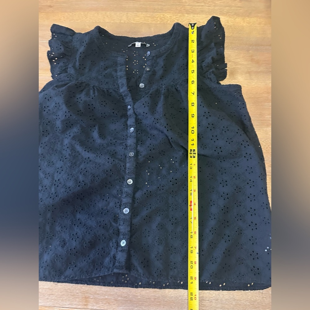 Madewell Women’s Black Eyelet Top 100% Cotton small - Picture 6 of 9
